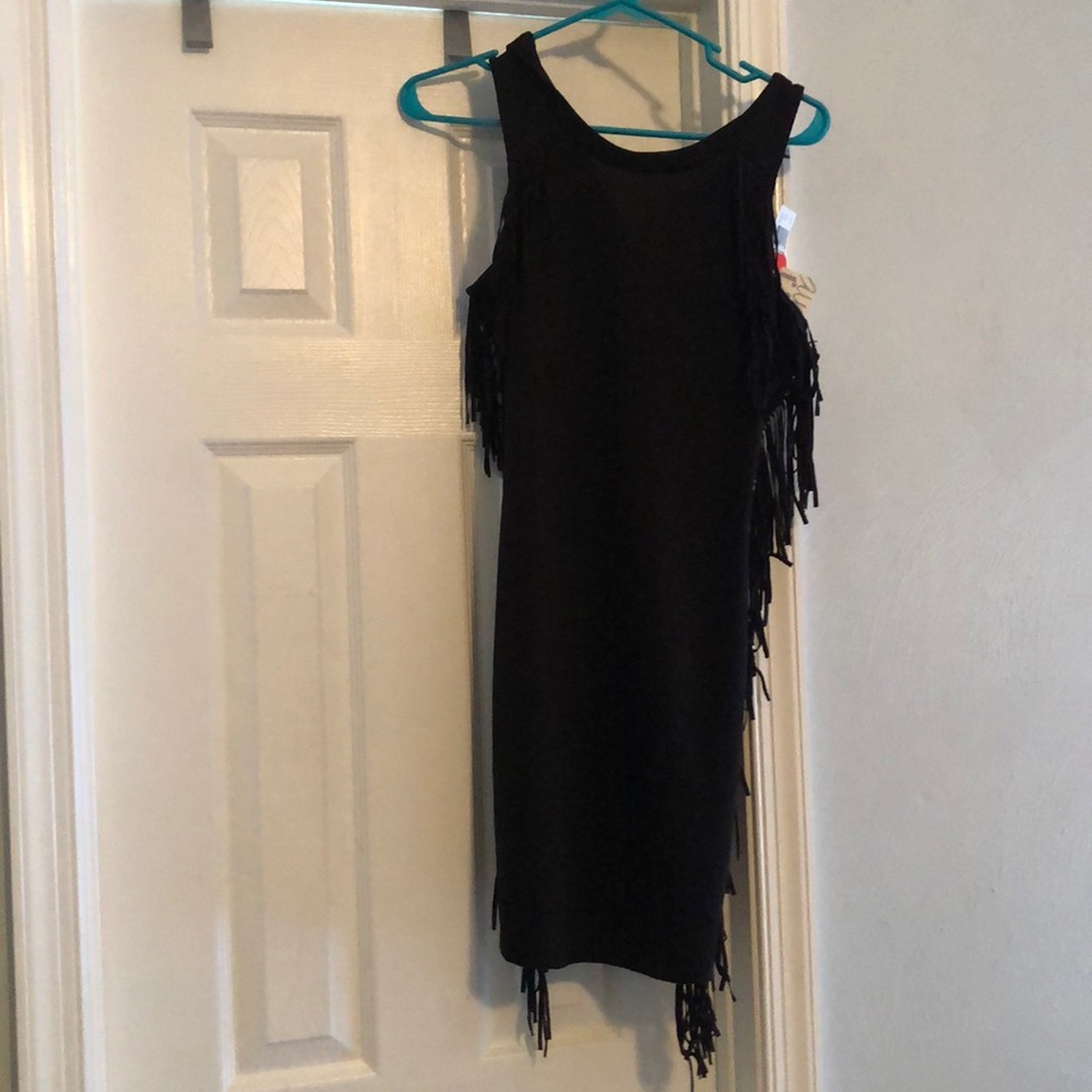 Black dress with fringe
